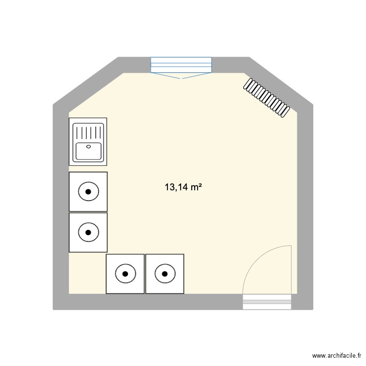 Buanderie. Plan de 1 pièce et 13 m2