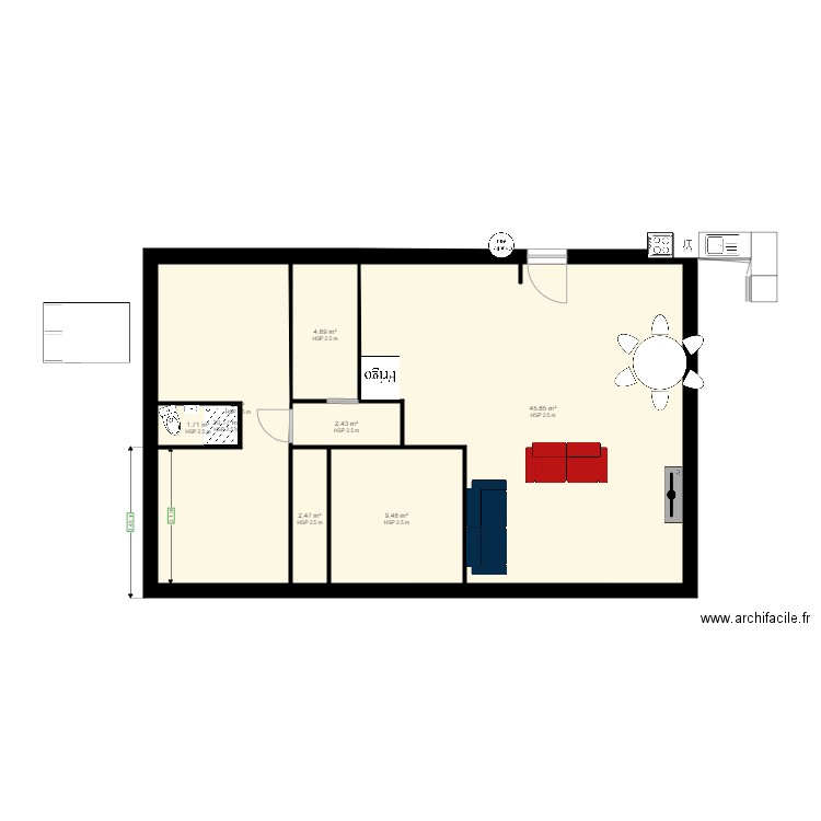 MAISON MARSAN 1. Plan de 8 pièces et 87 m2