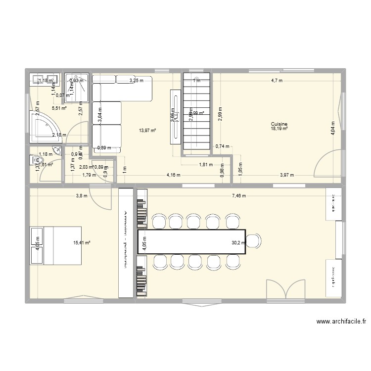UR ONEA ETAGE v8. Plan de 8 pièces et 90 m2