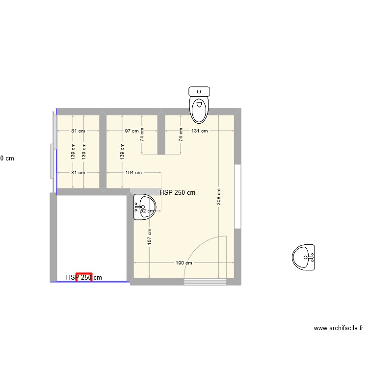 plam salle de bain  parking aa. Plan de 3 pièces et 8 m2