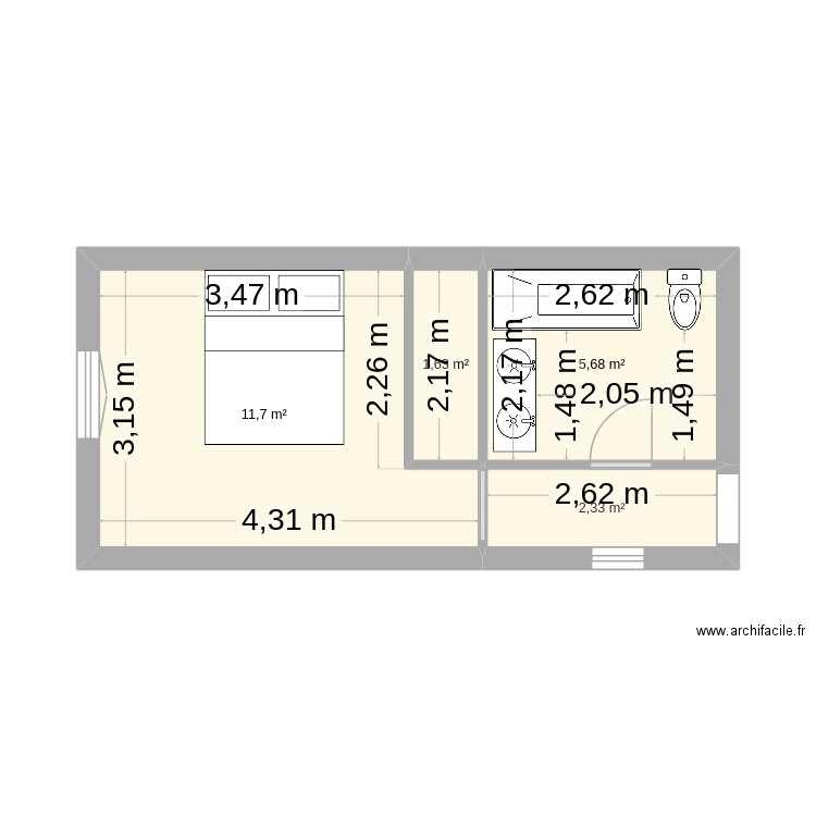 p 4. Plan de 4 pièces et 21 m2