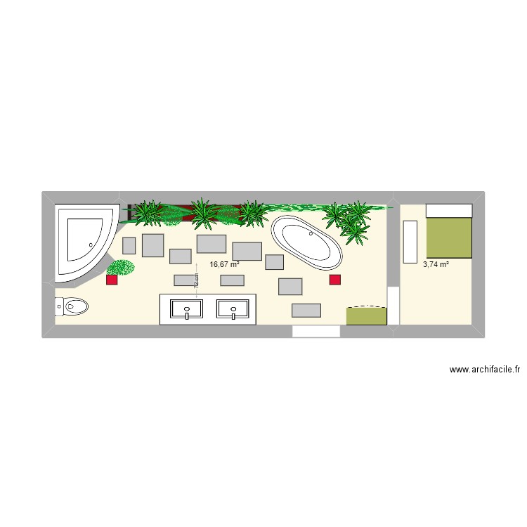 villa 11/14 bathroom. Plan de 2 pièces et 20 m2