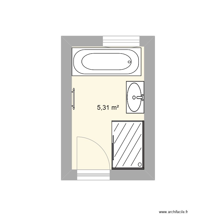Dubois Jacqueline SDB. Plan de 1 pièce et 5 m2