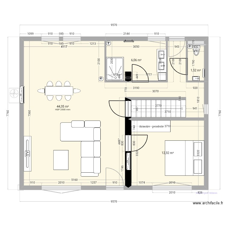 Med. Plan de 20 pièces et 190 m2