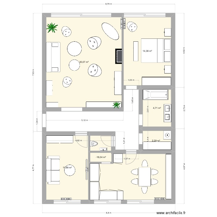 Appt Pierre curie 3. Plan de 6 pièces et 64 m2