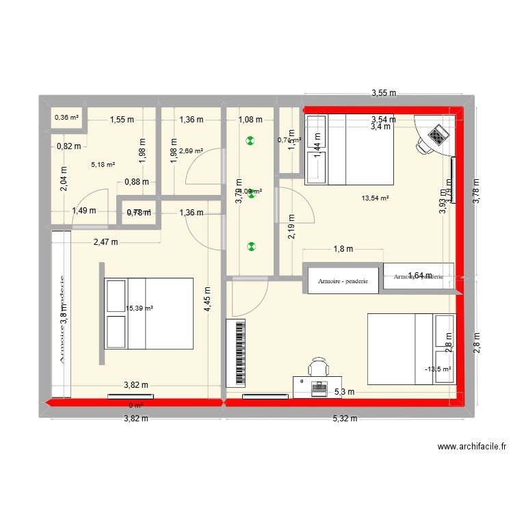 Maison Mareil 2. Plan de 11 pièces et 42 m2