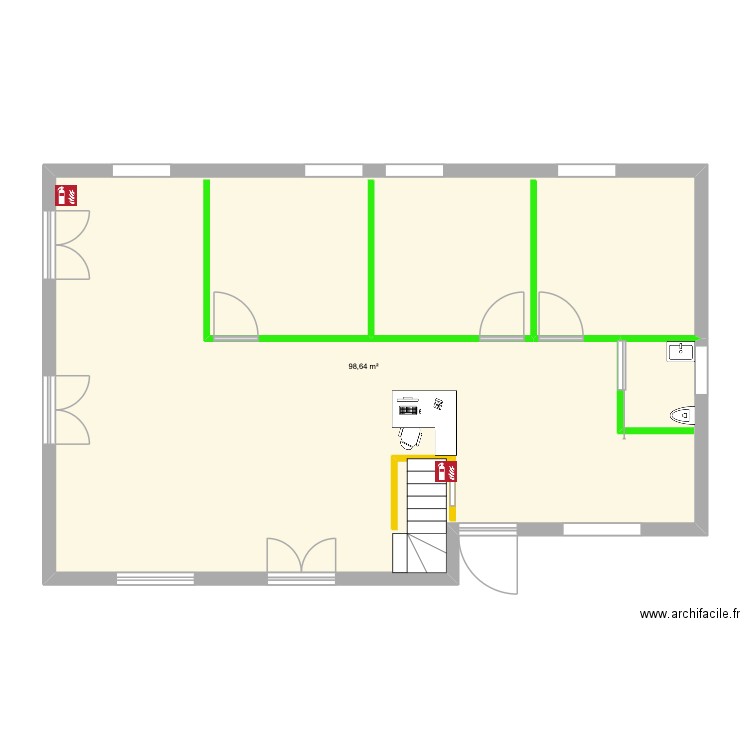 plan definitif secu incendie. Plan de 1 pièce et 99 m2