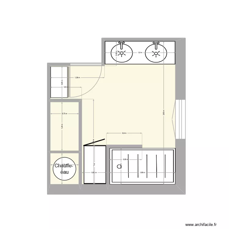 SAlle de bain. Plan de 3 Pièces et 10 m² SAlle de bain. Plan de 3 Pièces et 10 m²