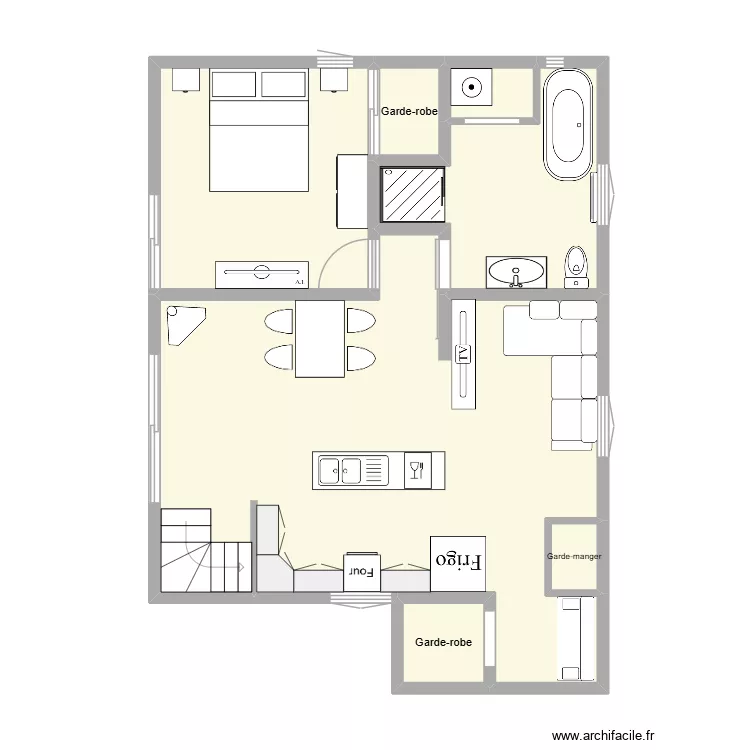 2e &eacute;tage. Plan de 7 pièces et 60 m²