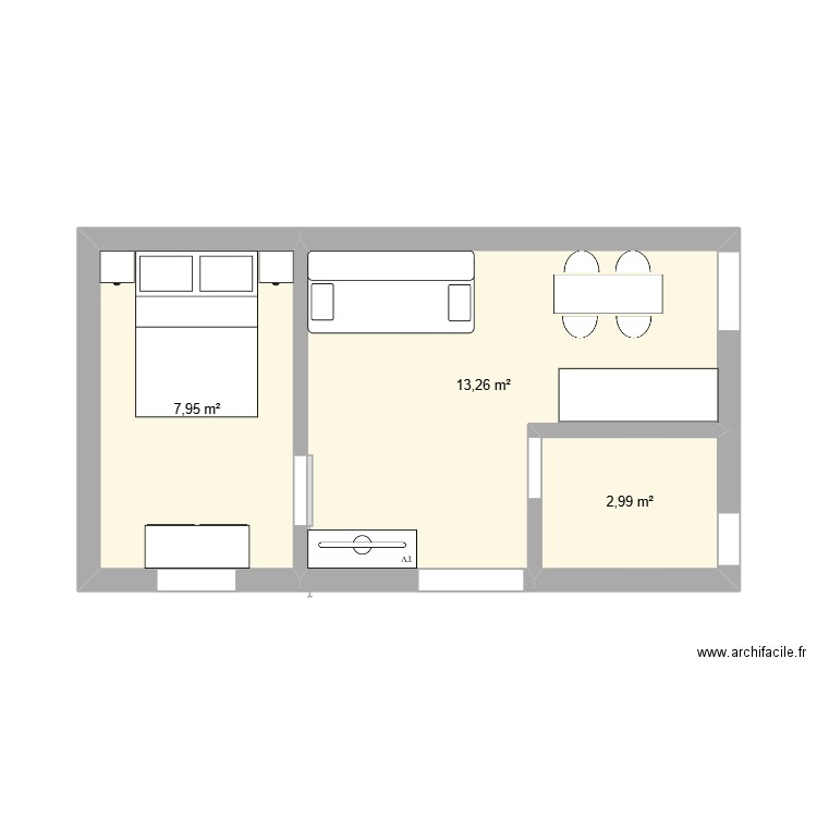 piece supp. Plan de 3 pièces et 24 m2