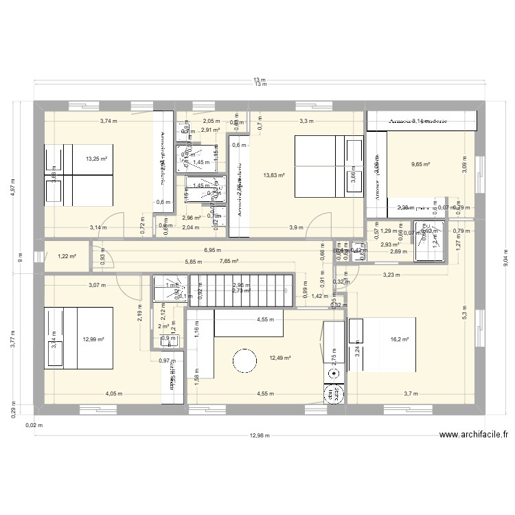 perols haut 21 03. Plan de 14 pièces et 101 m2