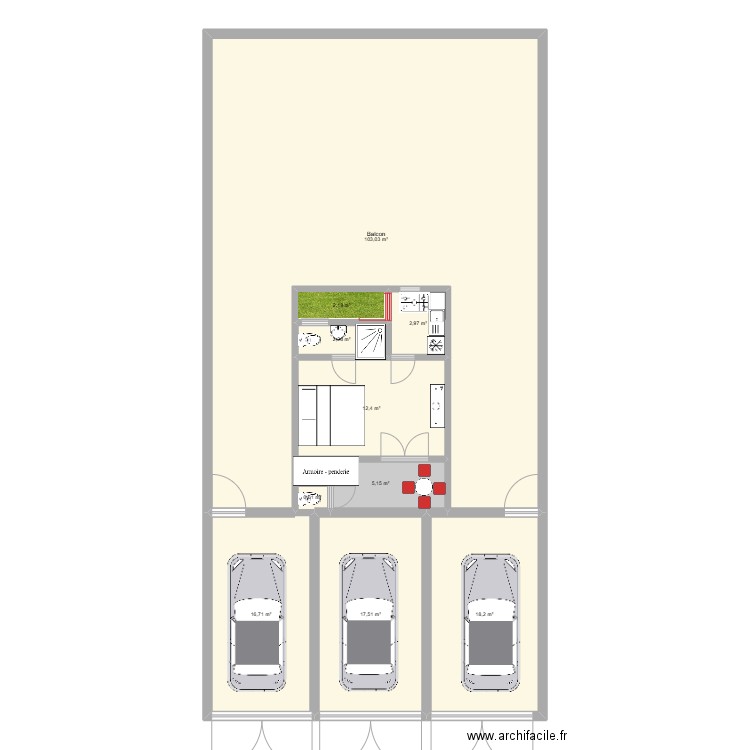 Zossimé Appartement. Plan de 10 pièces et 181 m2