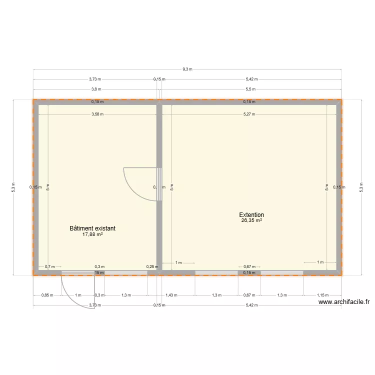 ext 5. Plan de 2 Pièces et 44 m² ext 5. Plan de 2 Pièces et 44 m²