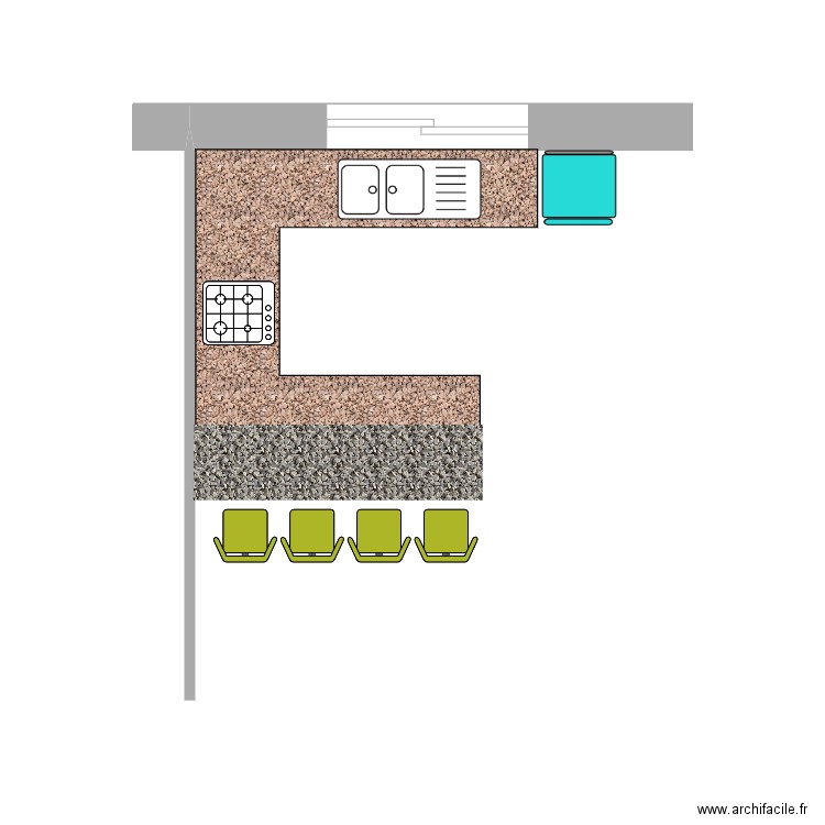 Cuisine en épi. Plan de 0 pièce et 0 m2