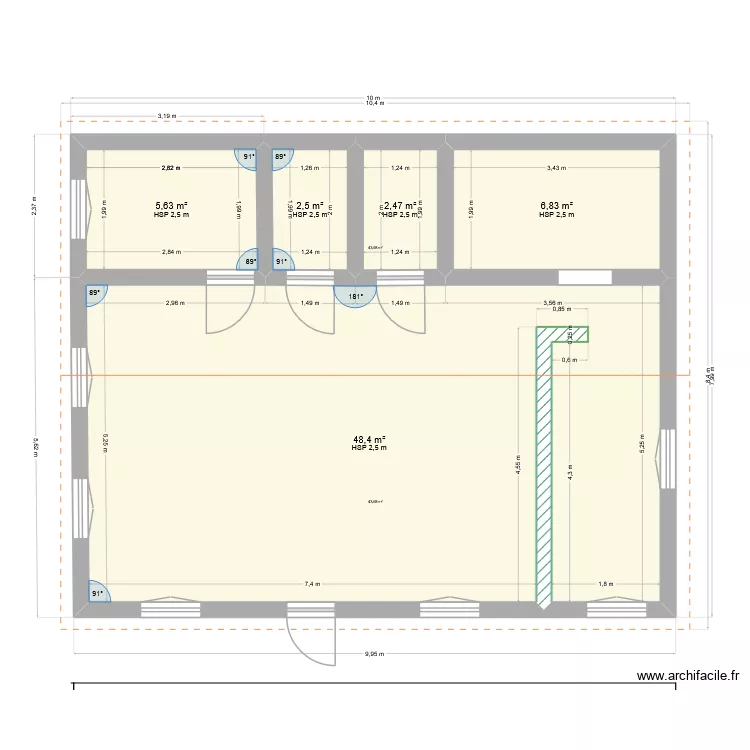 Batiment 2. Plan de 5  et 66 m²