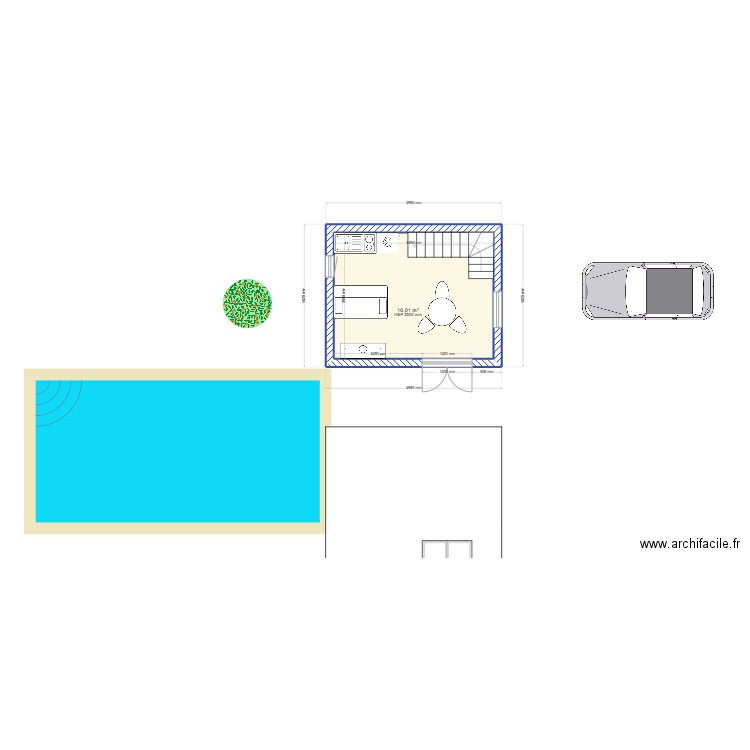 max. Plan de 2 pièces et 32 m2
