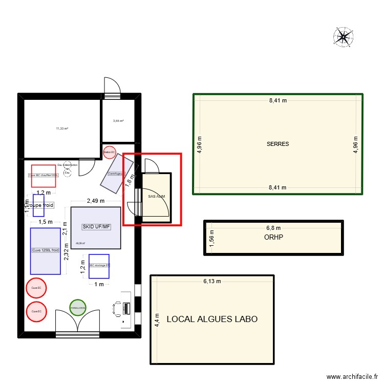 Plan local R&D 6. Plan de 7 pièces et 147 m2