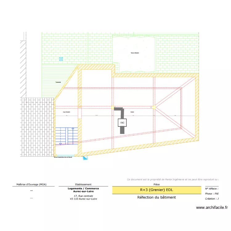 JOUVE AUREC COMBLE VMC. Plan de 