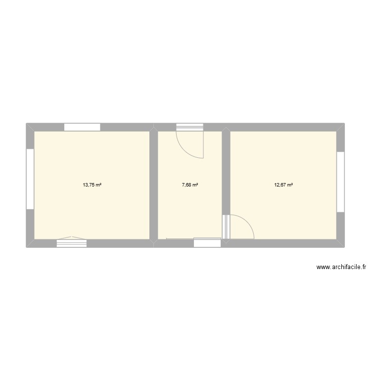 LE BRIS. Plan de 3 pièces et 34 m2