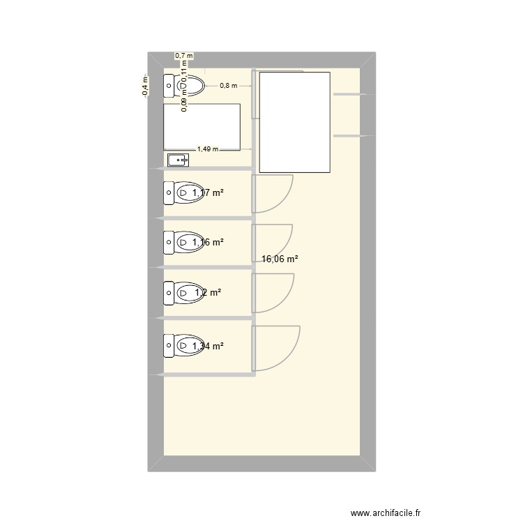 WC Ydes MAJ. Plan de 5 pièces et 21 m2