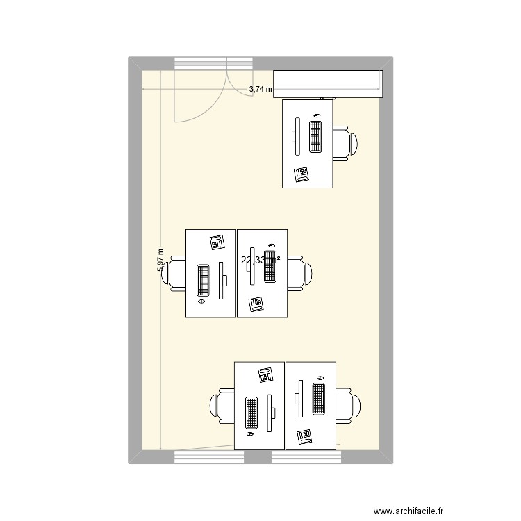 Bureau Bruno. Plan de 1 pièce et 22 m2