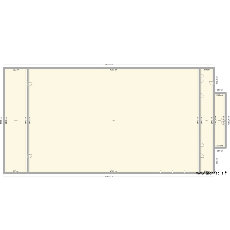 SALLE SPORT. Plan de 4 pièces et 1207 m2