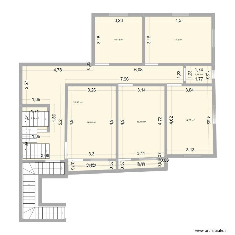 PLAN 3. Plan de 9 pièces et 103 m2