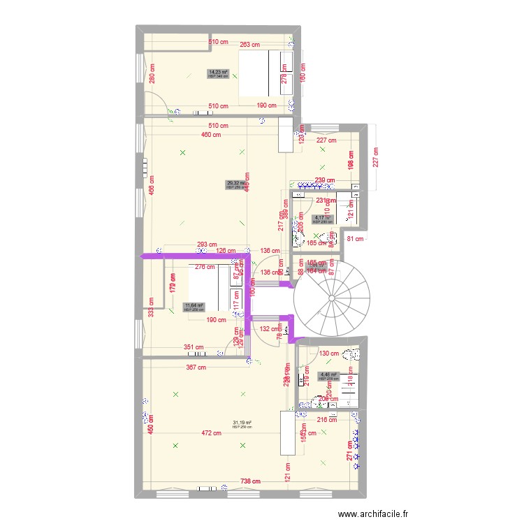19 TIVOLI N+1. Plan de 7 pièces et 96 m2