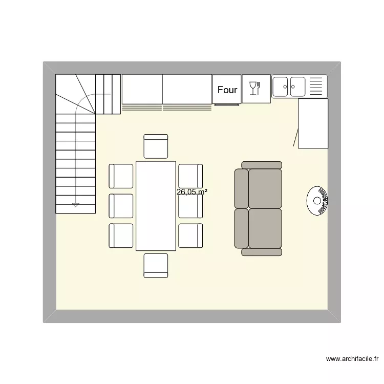 r&eacute;novation nauche. Plan de 1 Pièce et 26 m²