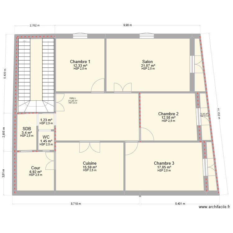 Ammar1 sfiha111. Plan de 11 pièces et 129 m2