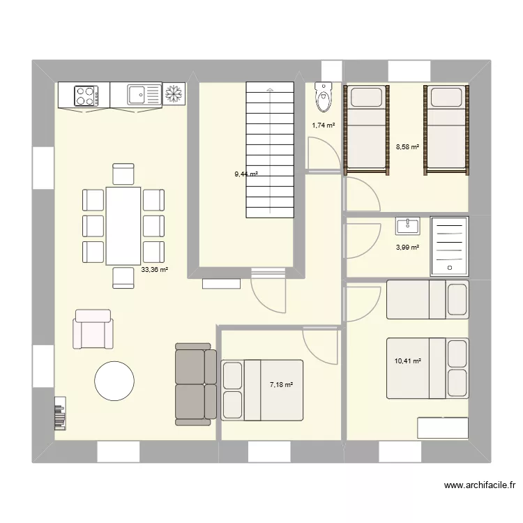 Etage_01. Plan de 7 Pièces et 75 m² Etage_01. Plan de 7 Pièces et 75 m²