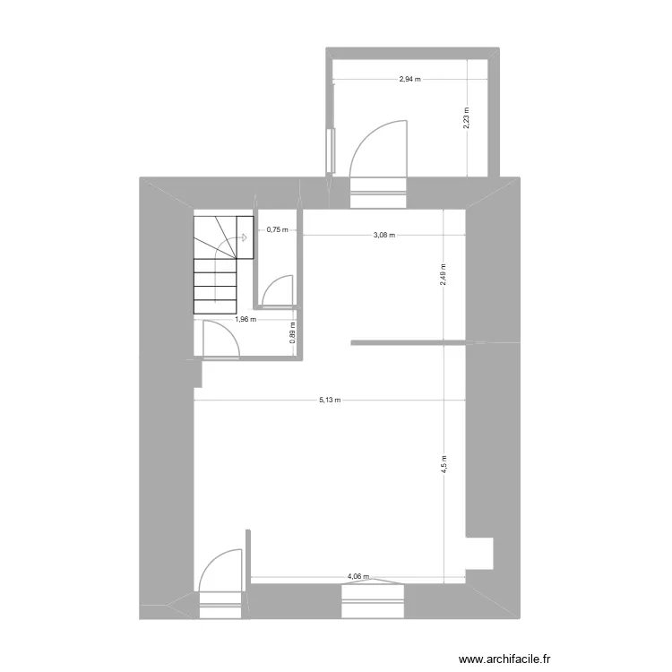 Maison Voltaire. Plan de 1 Pièce et 1 m²
