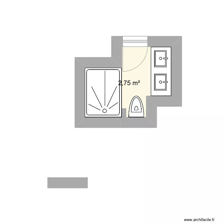 Salle de bain hotel. Plan de 1 pièce et 3 m² Salle de bain hotel. Plan de 1 pièce et 3 m²