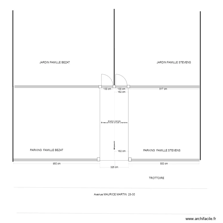 PARKING  Maurice Martin 28-30 Abatilles situation originale. Plan de 