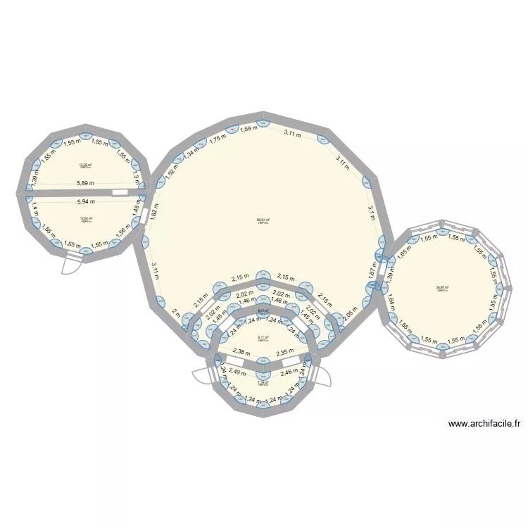 Zenon Carine. Plan de 7  et 162 m²
