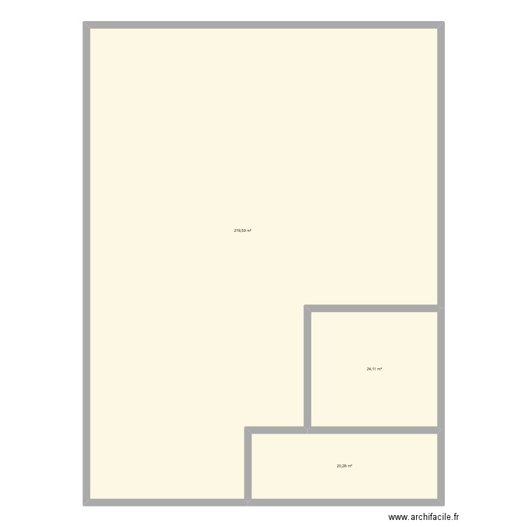 Atelier étage. Plan de 3 pièces et 264 m2