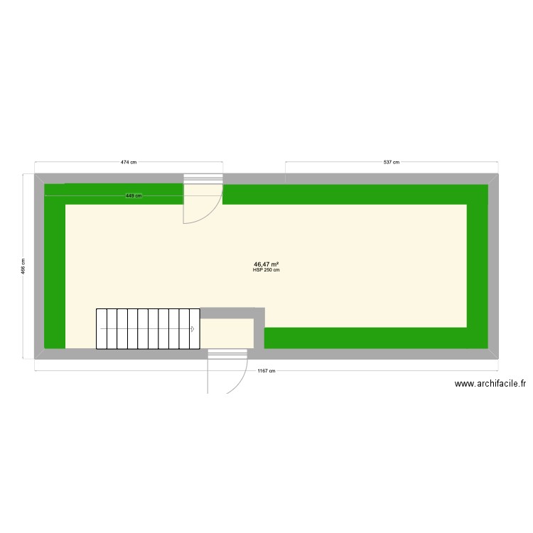 PROJET TERRASSE BETON ET MUR DEVANT MAISON. Plan de 1 pièce et 46 m2