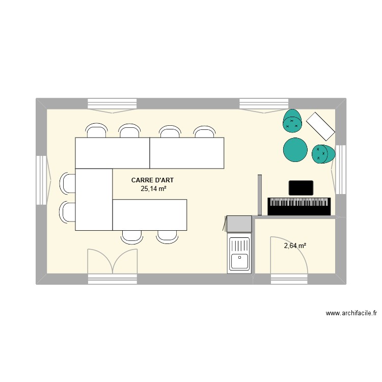 Carredart2. Plan de 2 pièces et 28 m2