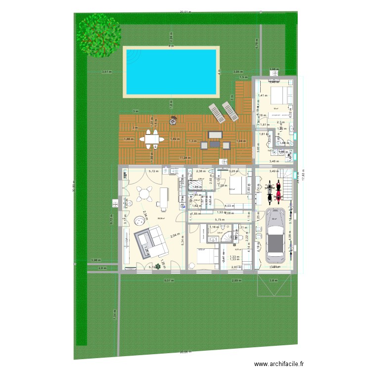 VSM RENO D avec garage et extension. Plan de 10 pièces et 160 m2