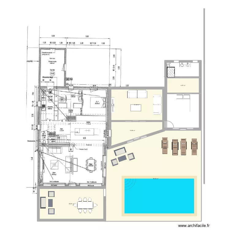 plan v1. Plan de 5  et 172 m²