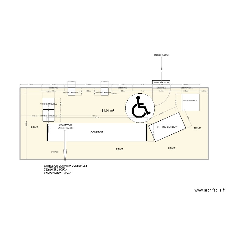 BOULANGERIE HERMEL - MOUY. Plan de 1 pièce et 34 m2