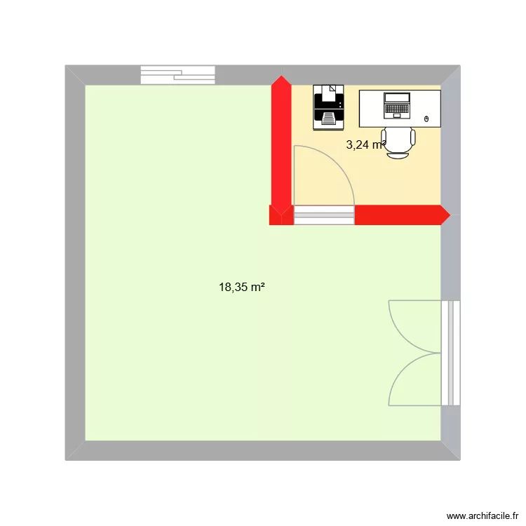 Erwan. Plan de 2  et 22 m²