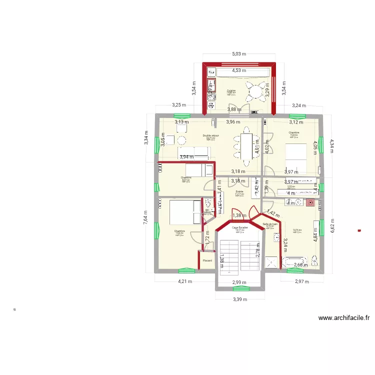 Plan1er Etage futur modifs version 2. Plan de 12  et 130 m²