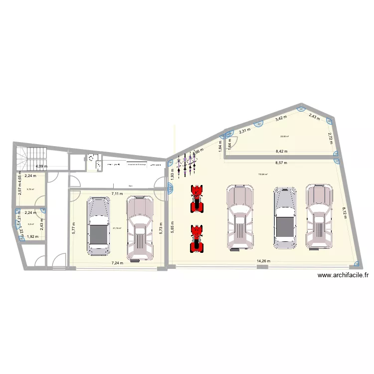 Andorre Garage. Plan de 5  et 186 m²