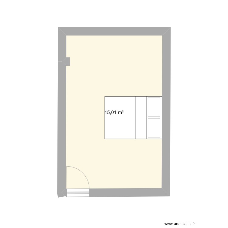 Chambre . Plan de 1 pièce et 15 m2