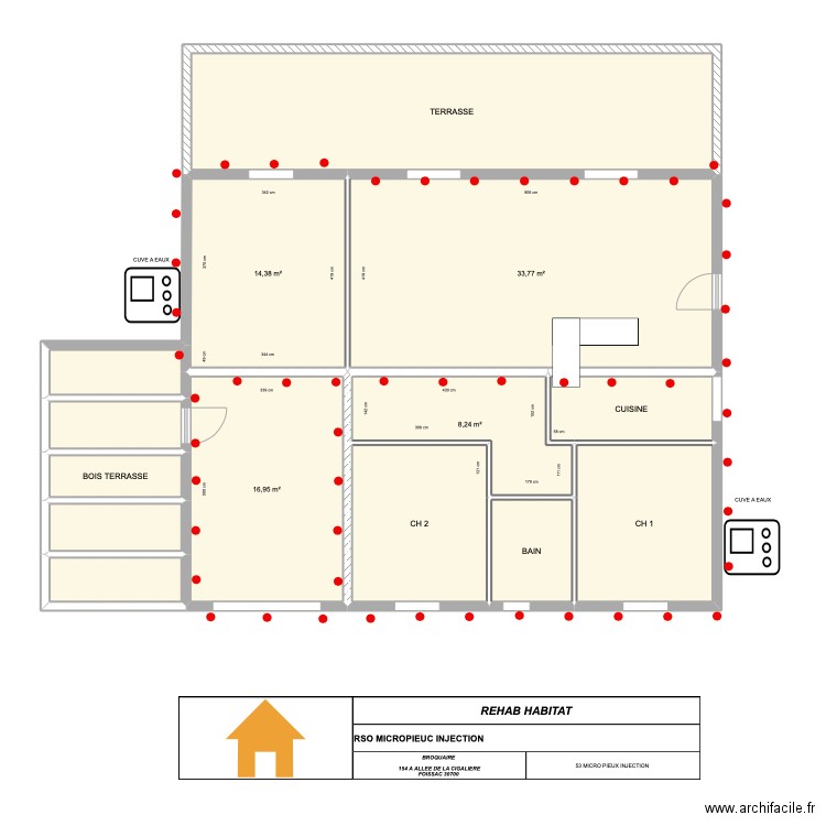 BROQUAIRE. Plan de 14 pièces et 148 m2