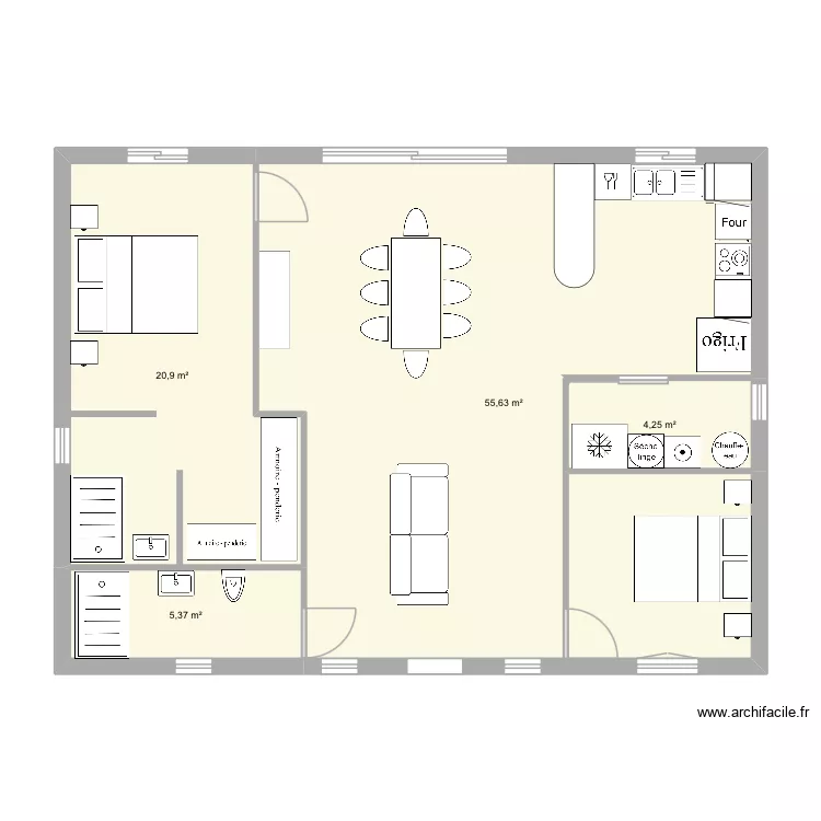 Maison chemery. Plan de 4  et 86 m²
