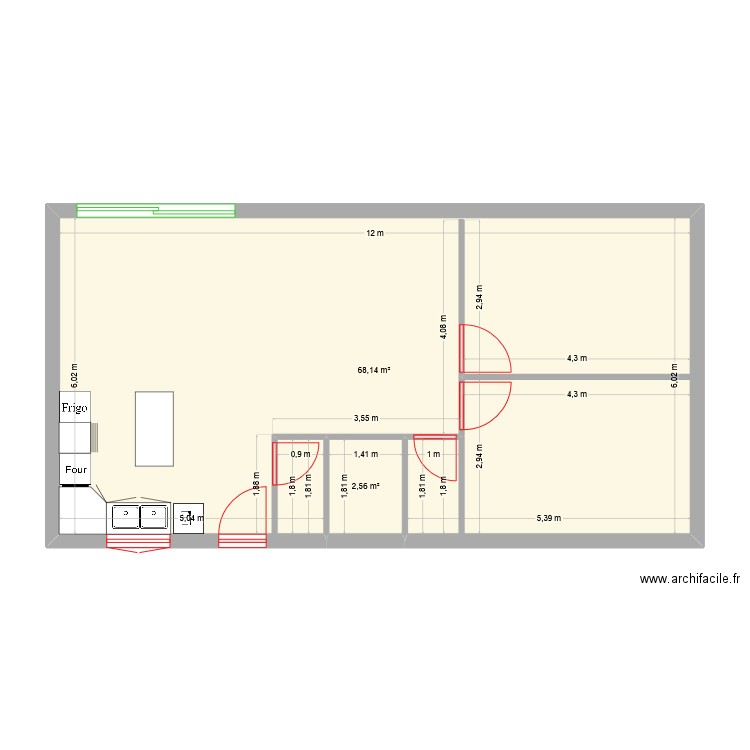 maison laurent. Plan de 2 pièces et 71 m2