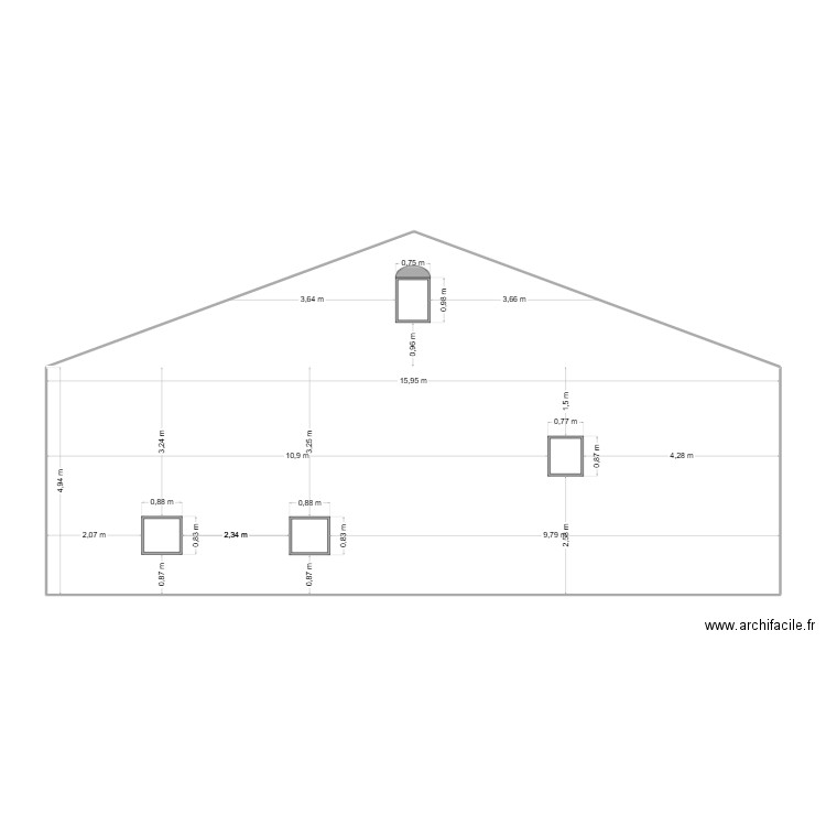 FACE EST. Plan de 2 pièces et 102 m2