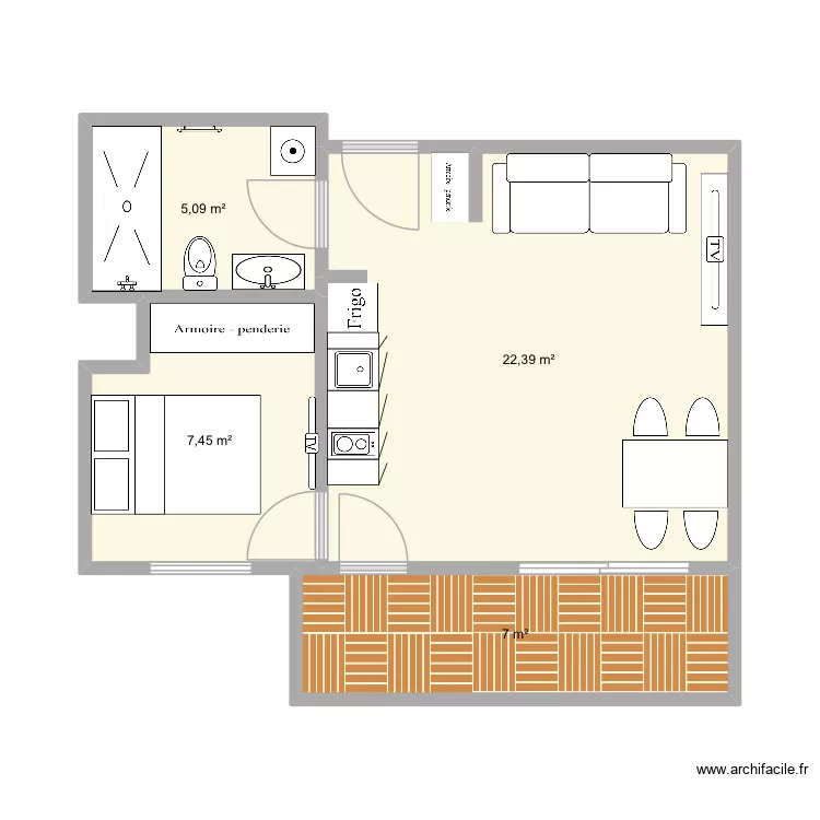 Appartement simon V2. Plan de 4  et 42 m²